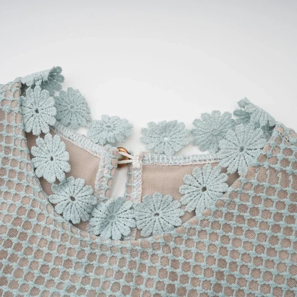 Elegant Lace Maxi Dress in Soft Icy Mint Color - Picture 10 of 15